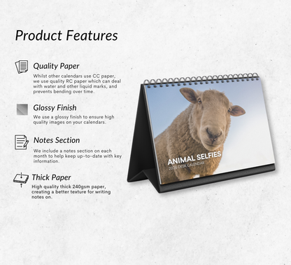 Animal Selfies Desk Calendar 2026-2027