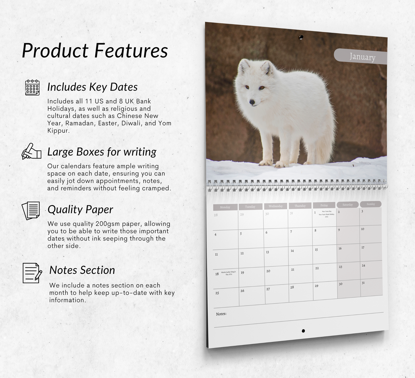 Artic Fox Calendar 2027