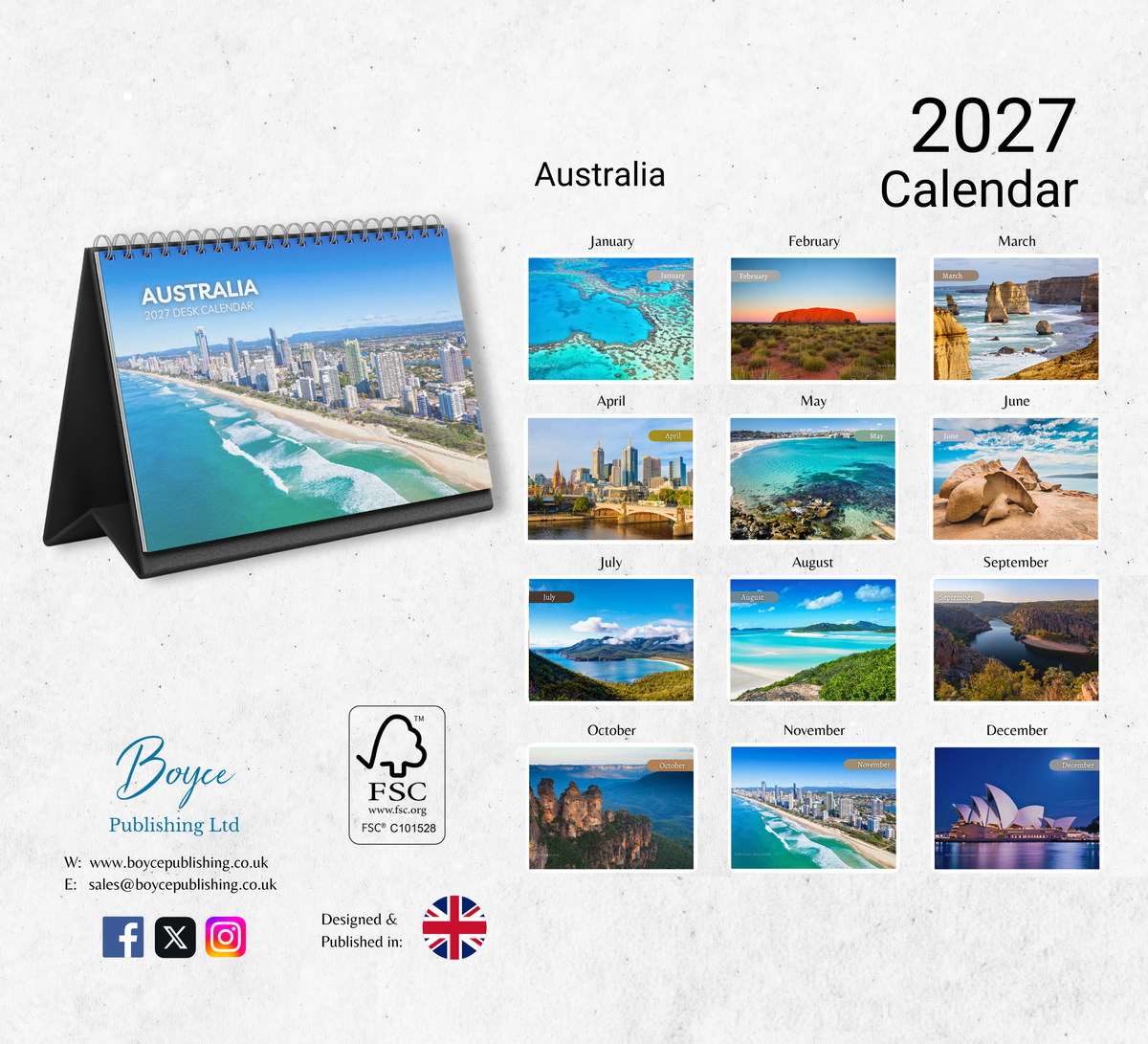 Australia Desk Calendar 2027-2028
