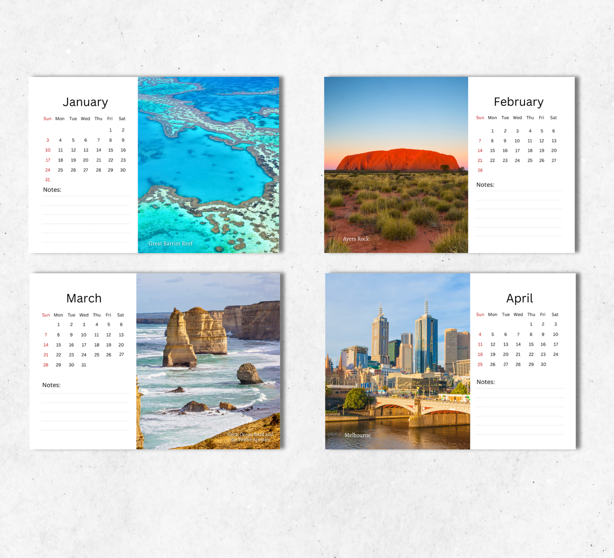 Australia Desk Calendar 2027-2028