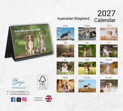 Australian Shepherd Desk Calendar 2027-2028