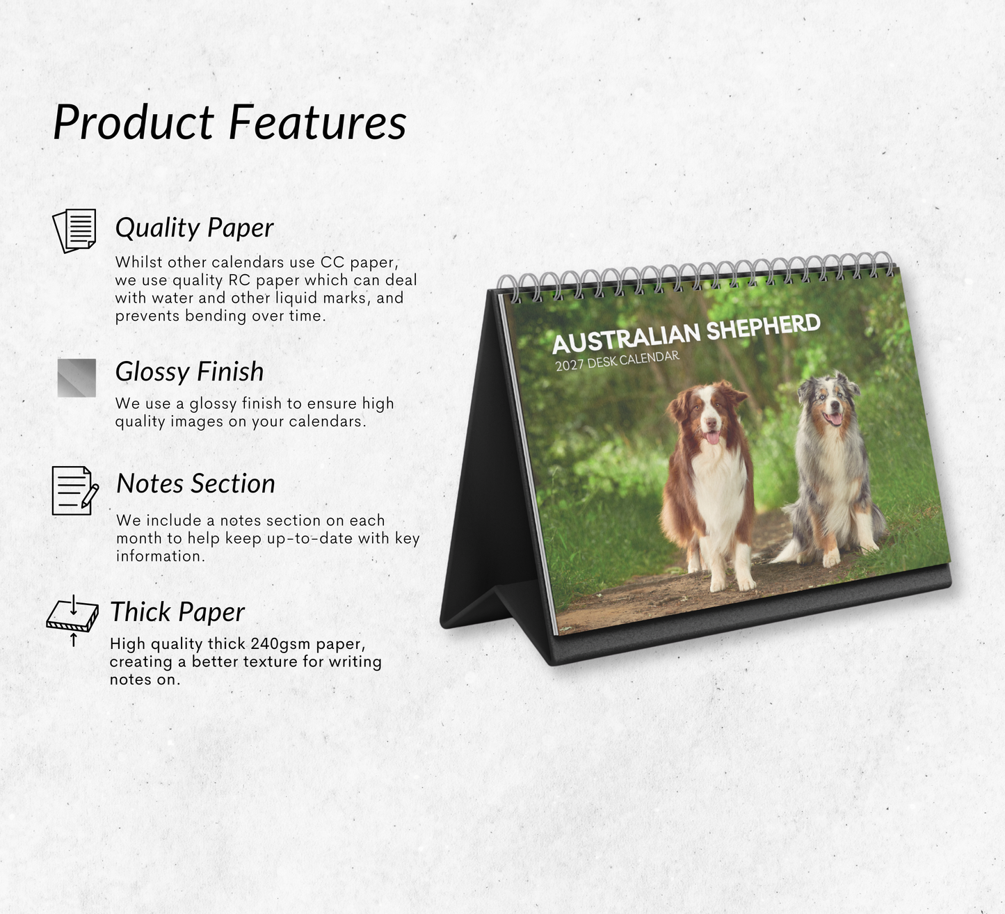 Australian Shepherd Desk Calendar 2027-2028