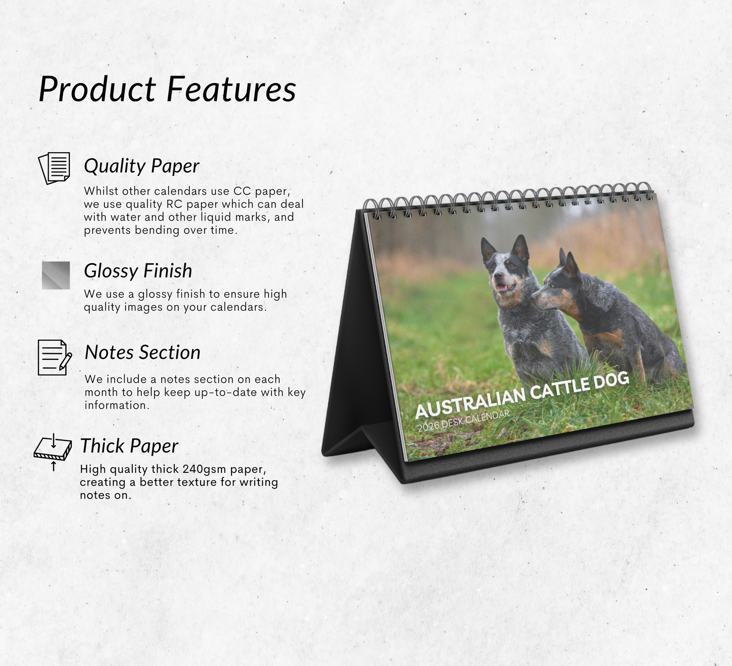 Australian Cattle Dog Desk Calendar 2026-2027