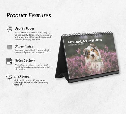 Australian Shepherd Desk Calendar 2026-2027