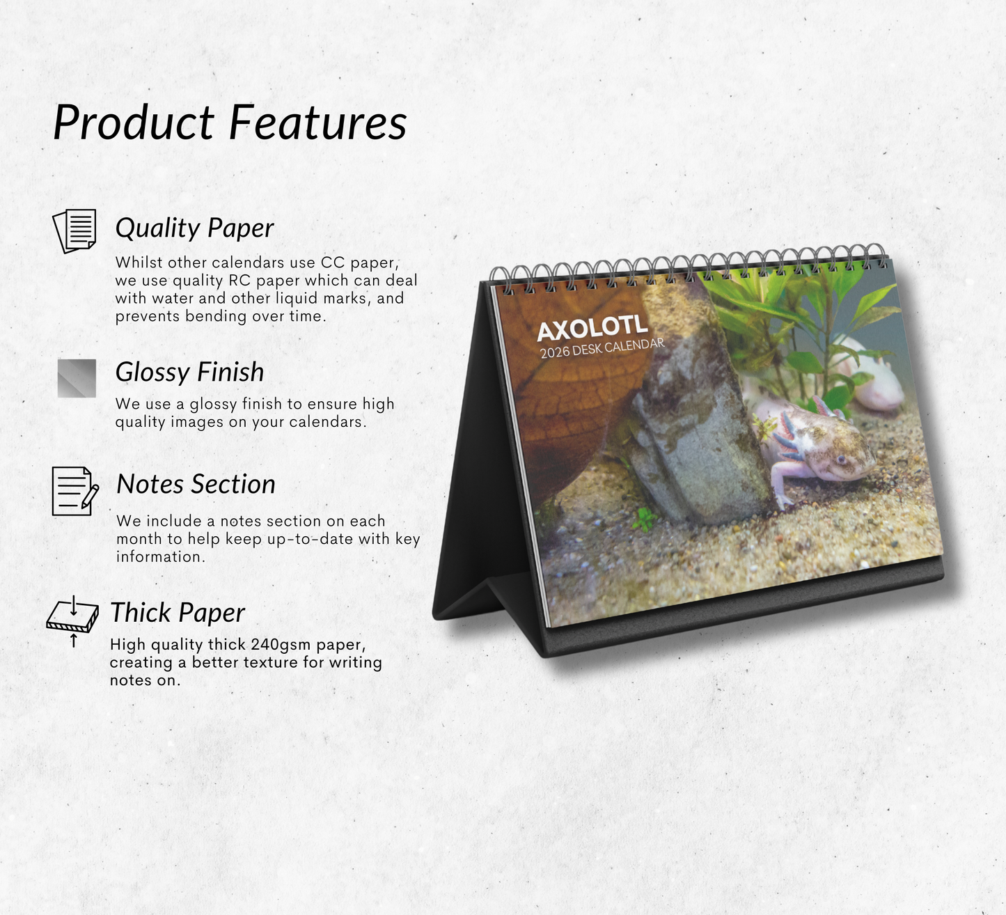 Axolotl Desk Calendar 2026-2027