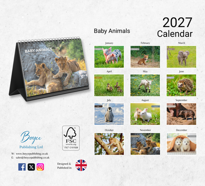 Baby Animals Desk Calendar 2027-2028