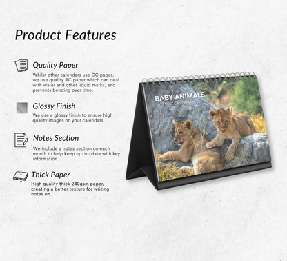 Baby Animals Desk Calendar 2027-2028