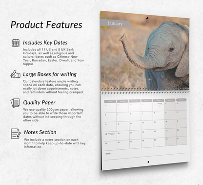 Baby Elephants Calendar 2027