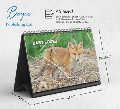 Baby Foxes Desk Calendar 2027-2028