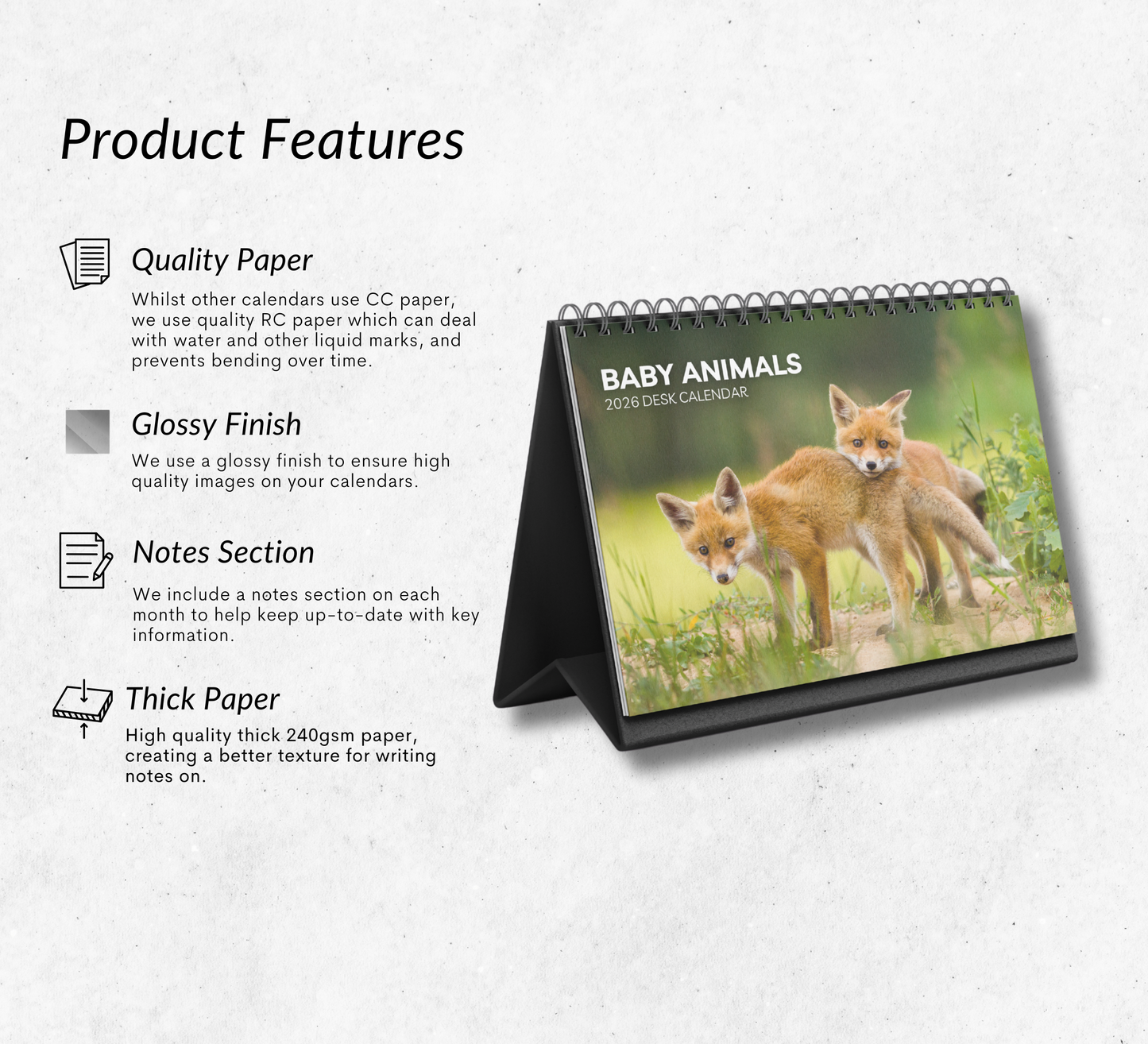 Baby Animals Desk Calendar 2026-2027