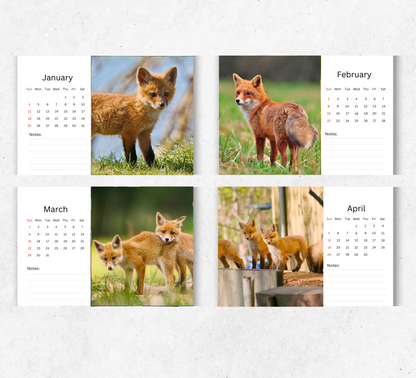Baby Foxes Desk Calendar 2026-2027