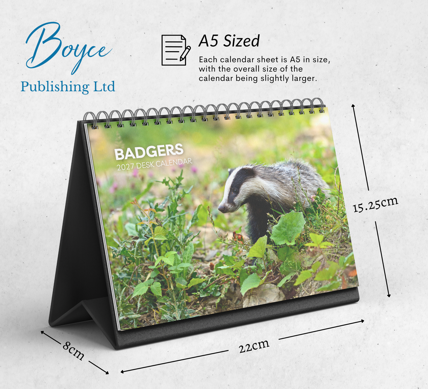 Badger Desk Calendar 2027-2028