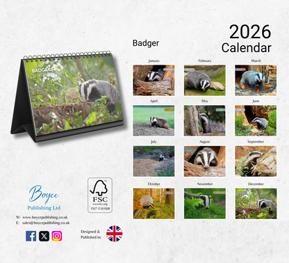 Badger Desk Calendar 2026-2027