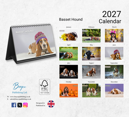 Basset Hound Desk Calendar 2027-2028
