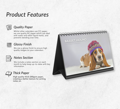Basset Hound Desk Calendar 2027-2028