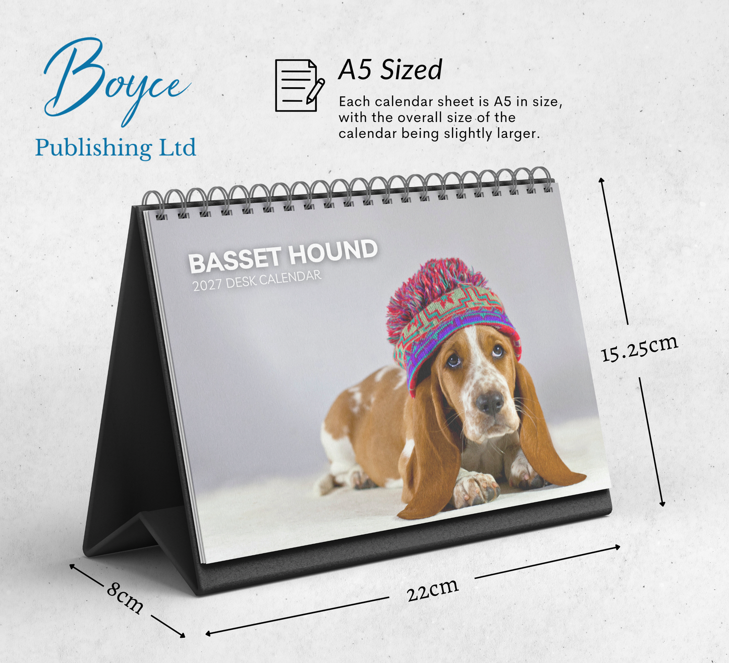 Basset Hound Desk Calendar 2027-2028