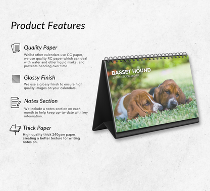 Basset Hound Desk Calendar 2026-2027