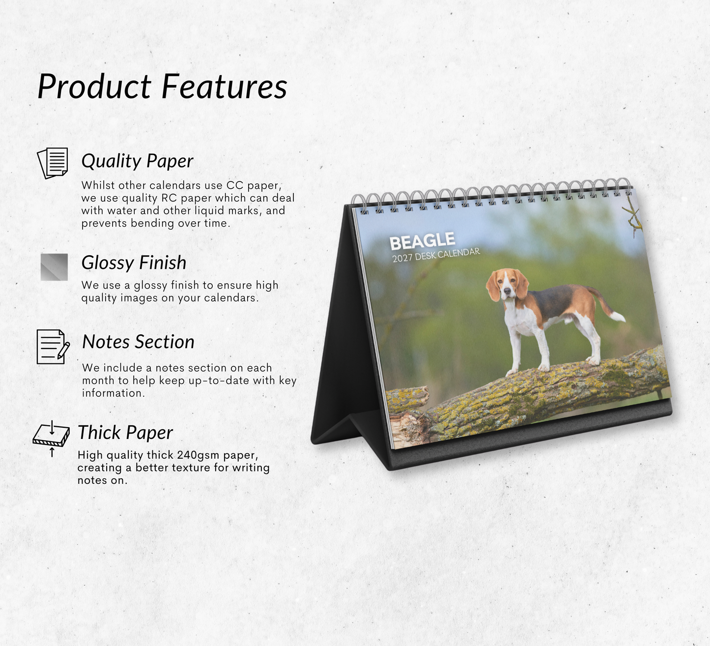 Beagle Desk Calendar 2027-2028