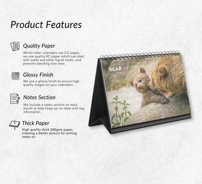 Bear Desk Calendar 2027-2028