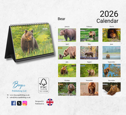 Bear Desk Calendar 2026-2027