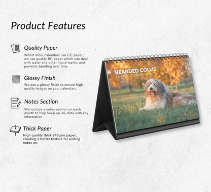Bearded Collie Desk Calendar 2027-2028