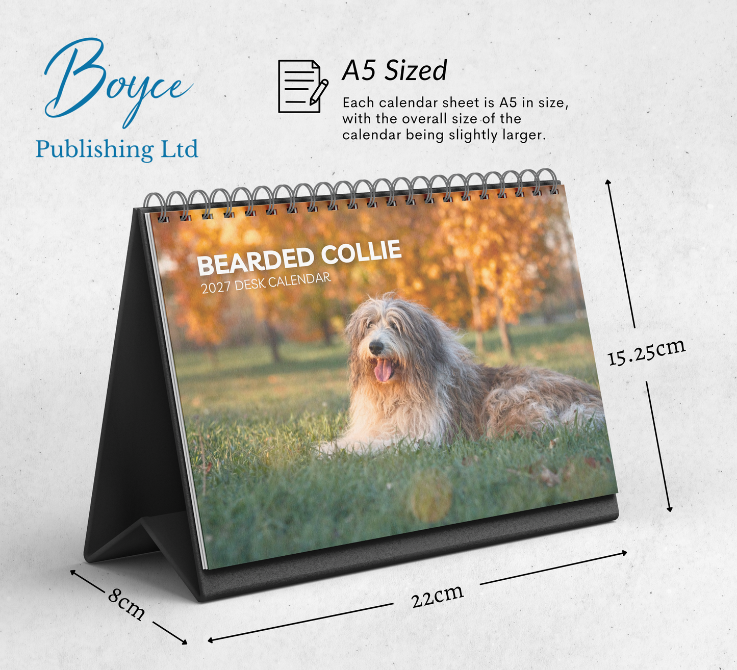 Bearded Collie Desk Calendar 2027-2028