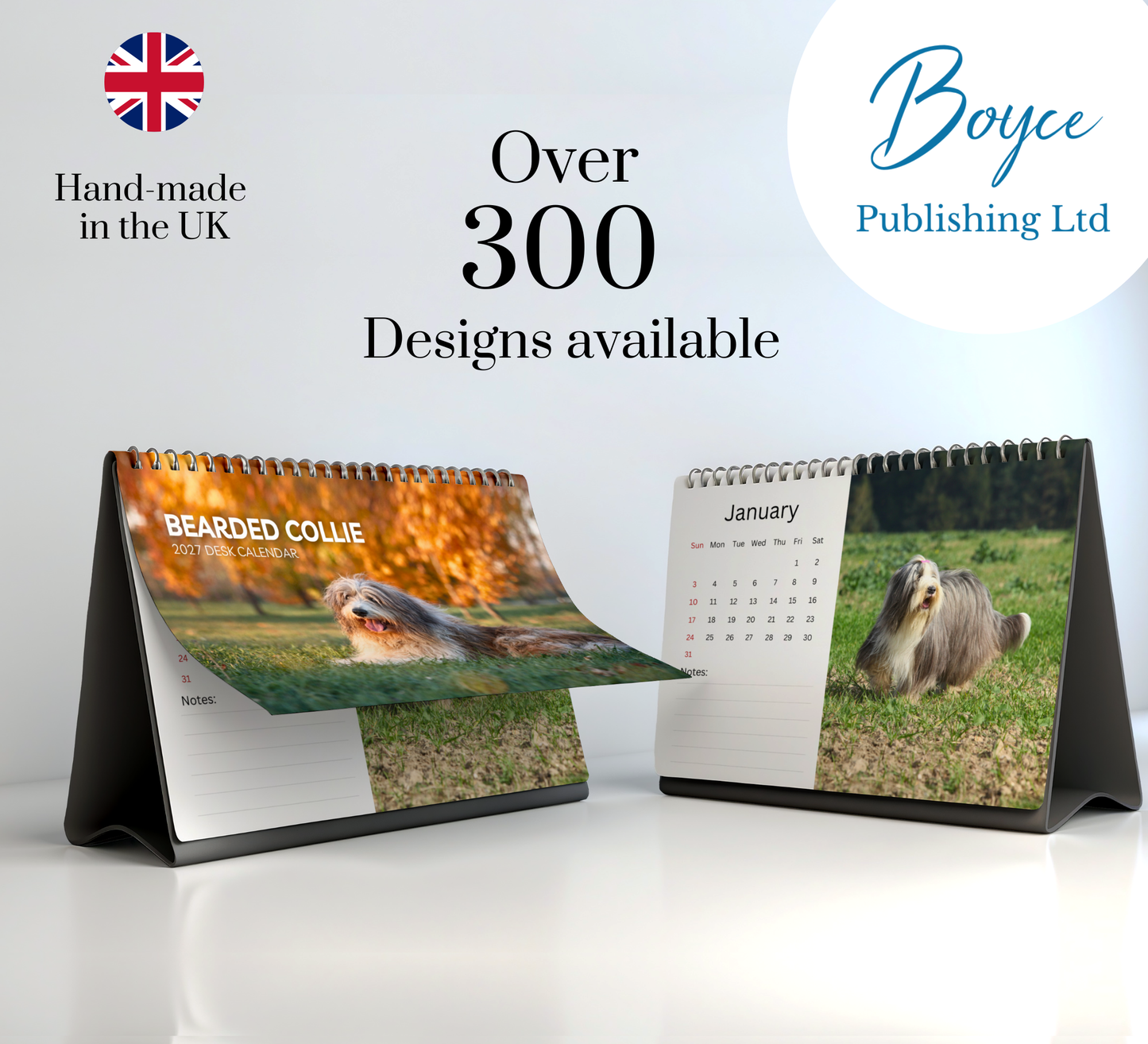 Bearded Collie Desk Calendar 2027-2028