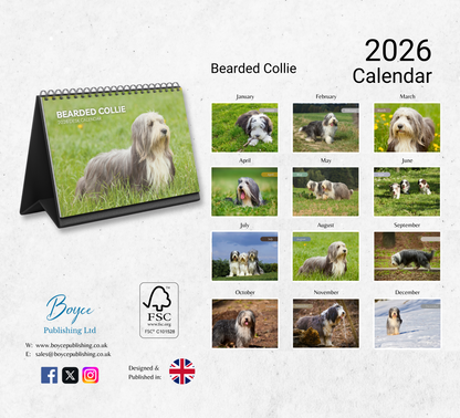 Bearded Collie Desk Calendar 2026-2027