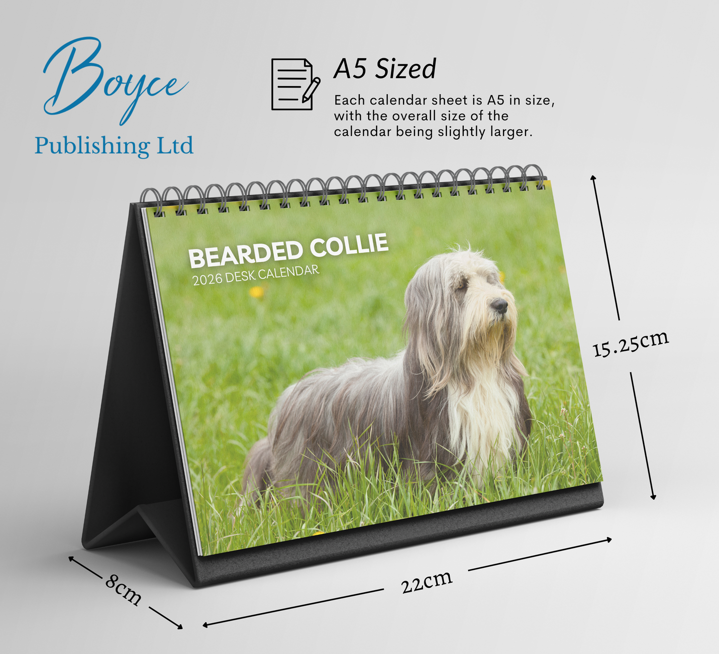 Bearded Collie Desk Calendar 2026-2027