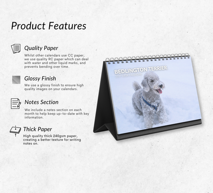 Bedlington Terrier Desk Calendar 2027-2028