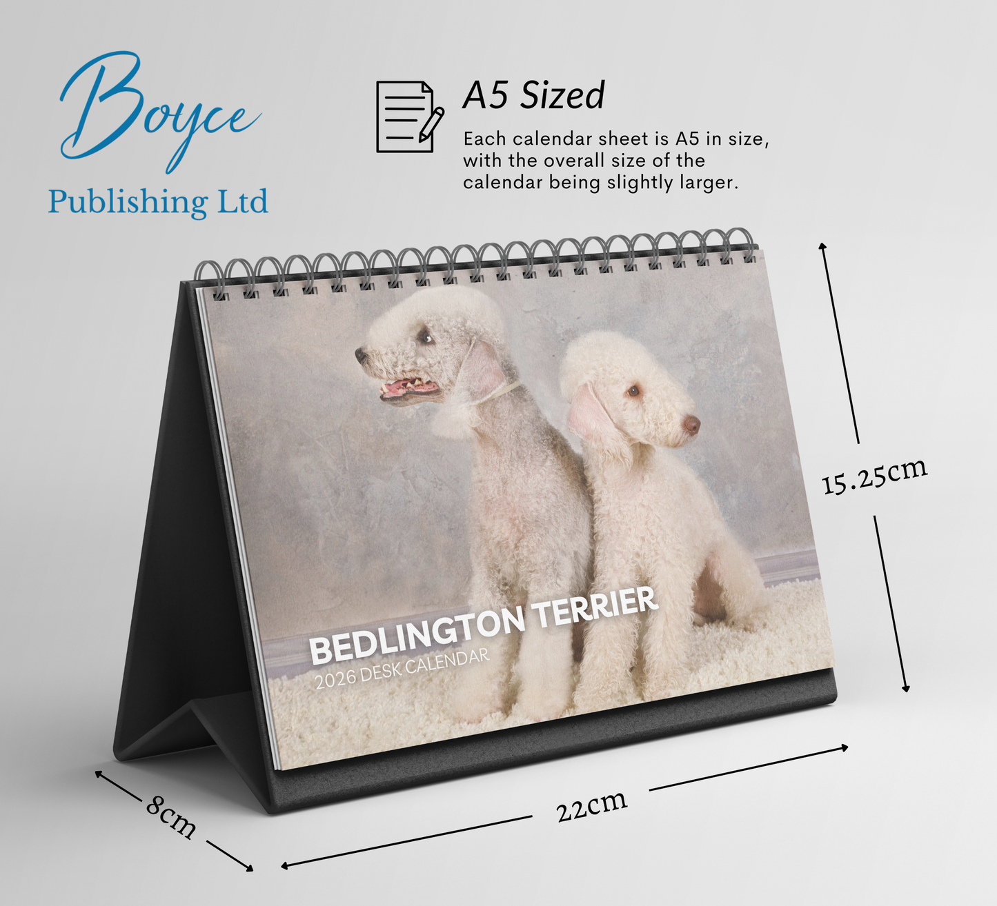 Bedlington Terrier Desk Calendar 2026-2027