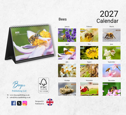 Bee Desk Calendar 2027-2028