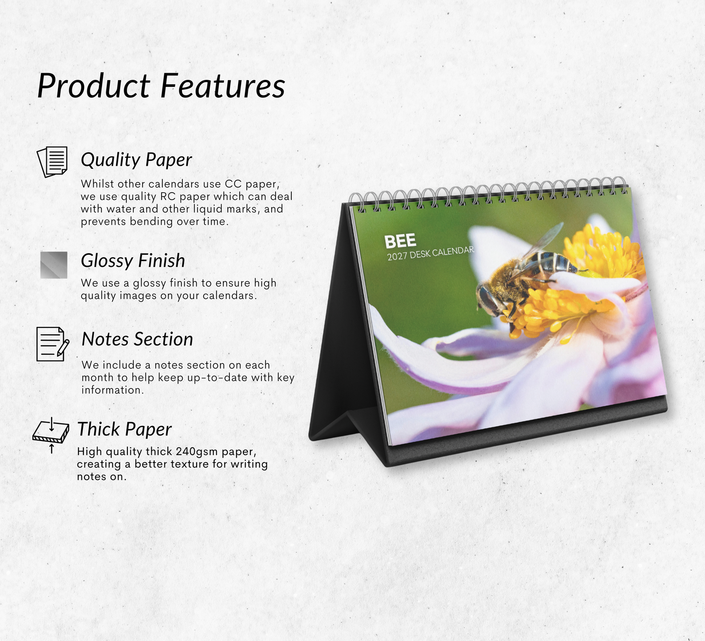 Bee Desk Calendar 2027-2028