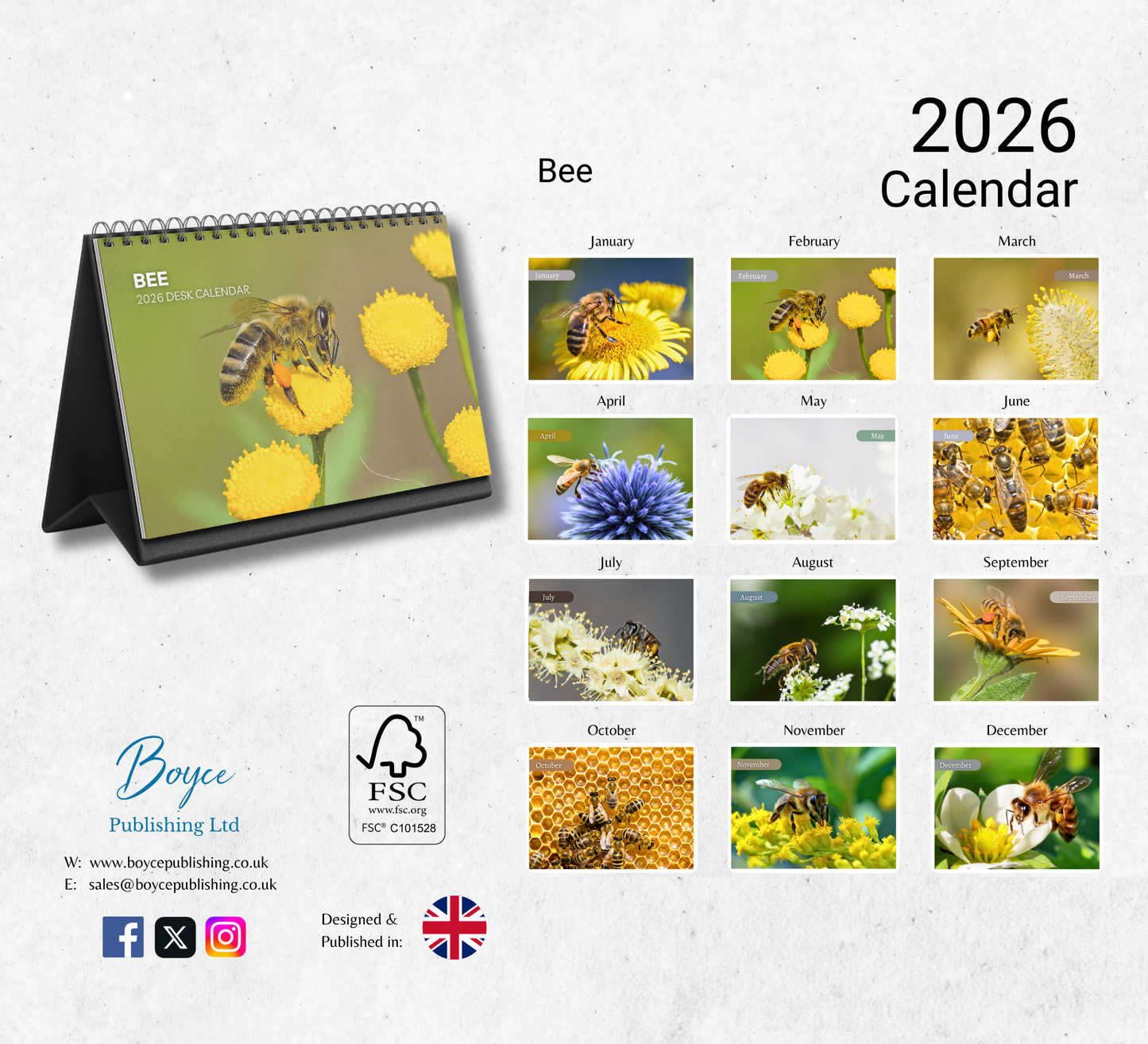 Bee Desk Calendar 2026-2027