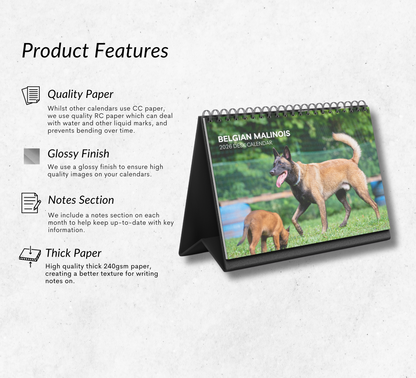 Belgian Malinois Desk Calendar 2026-2027
