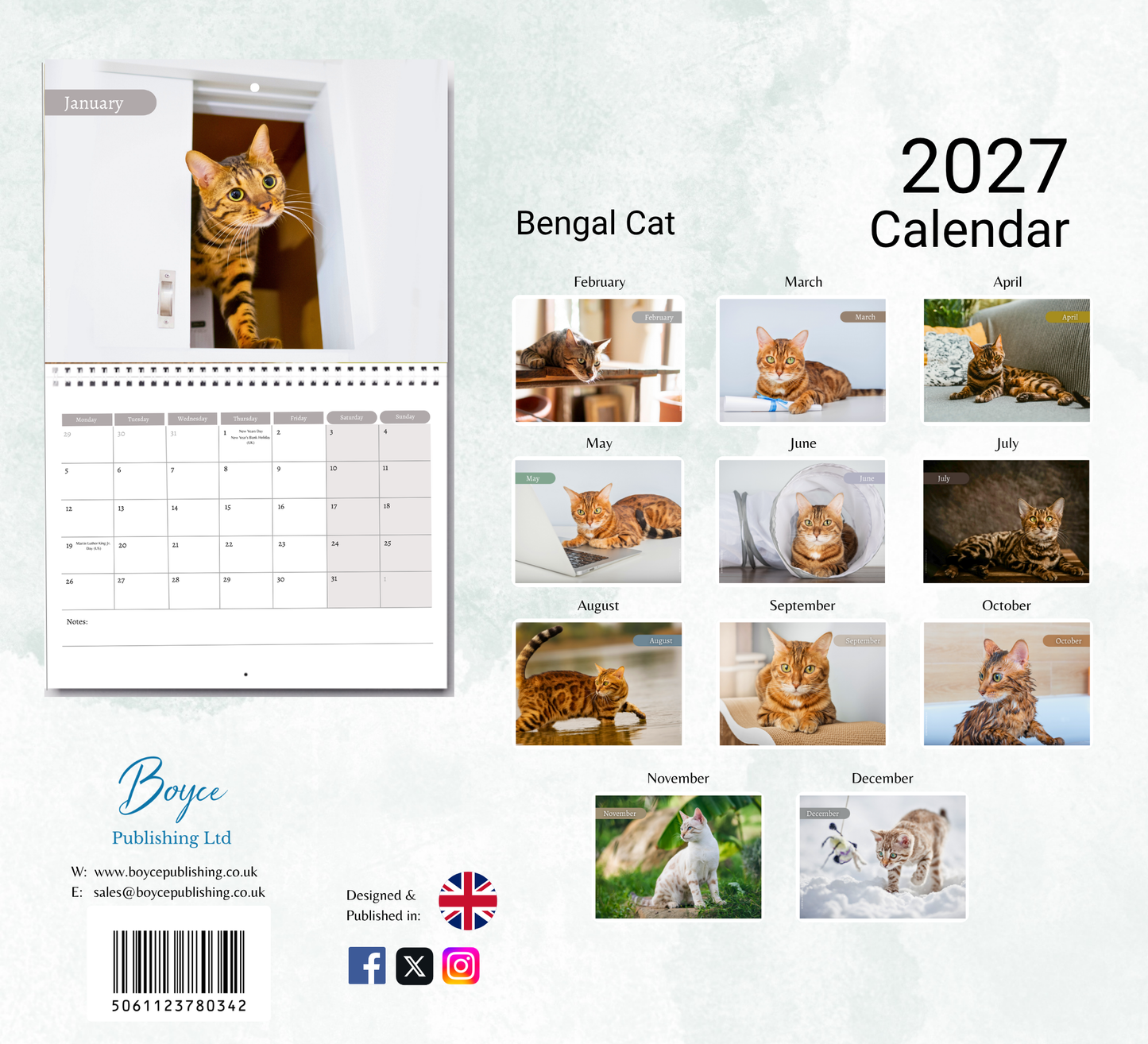 Bengal Cat Calendar 2027