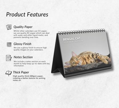 Bengal Cat Desk Calendar 2026-2027