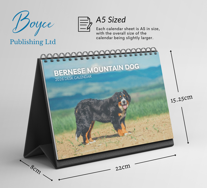 Bernese Mountain Dog Desk Calendar 2026-2027