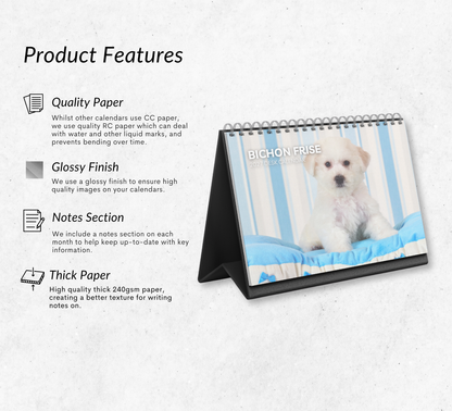 Bichon Frise Desk Calendar 2027-2028