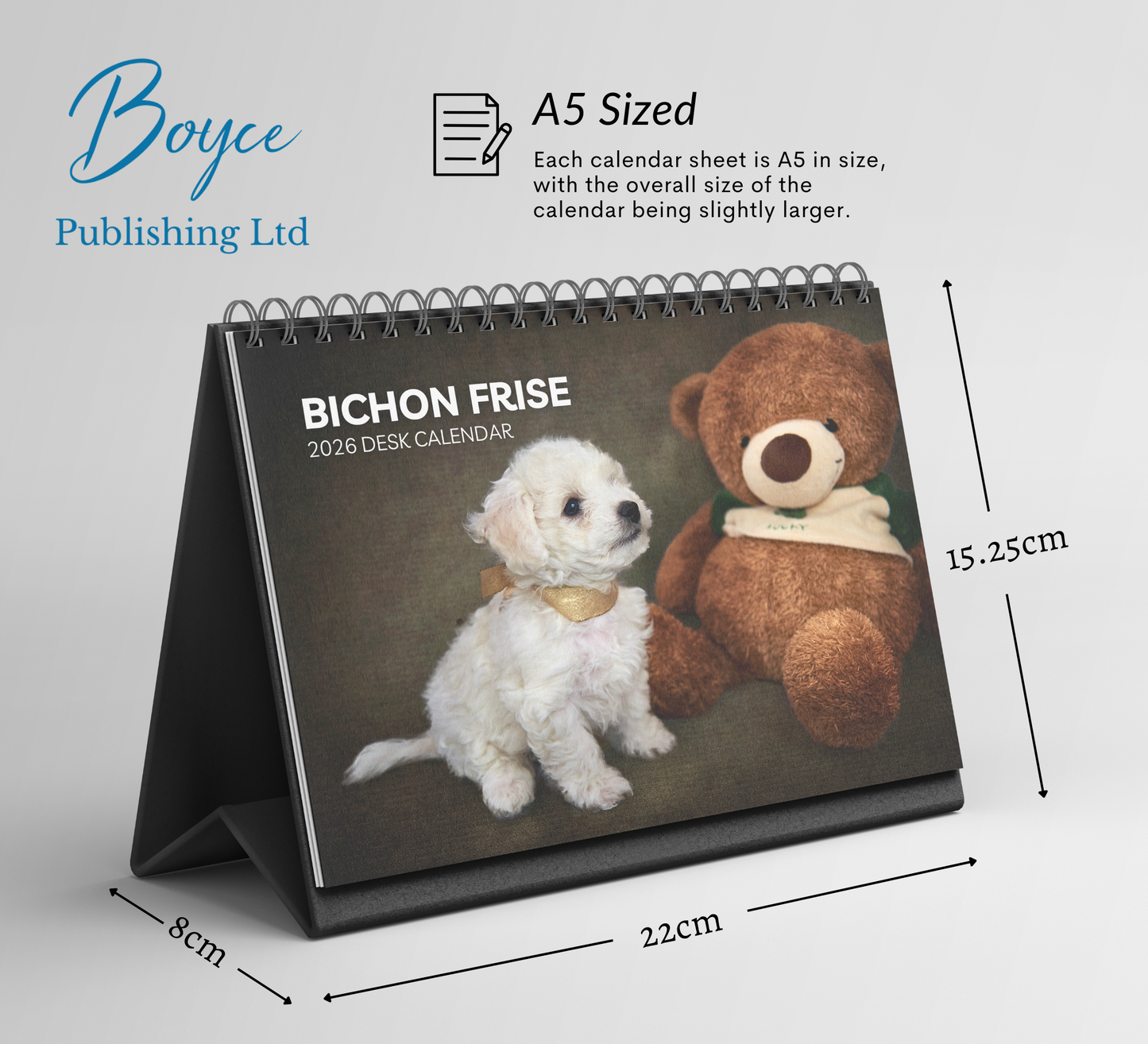 Bichon Frise Desk Calendar 2026-2027