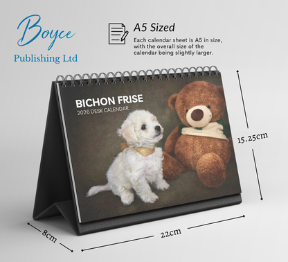 Bichon Frise Desk Calendar 2026-2027