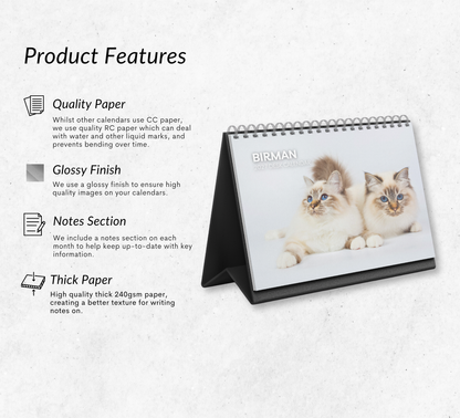 Birman Cat Desk Calendar 2027-2028