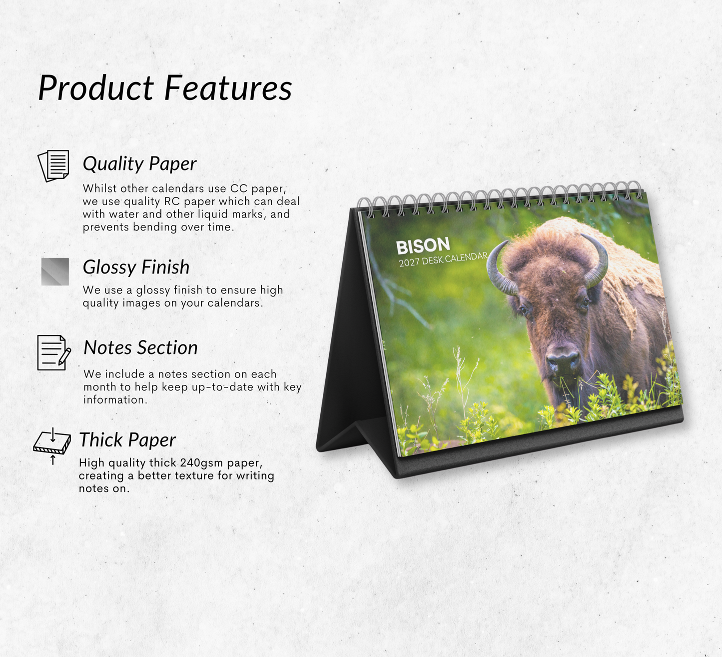 Bison Desk Calendar 2027-2028