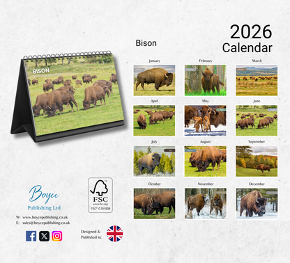 Bison Desk Calendar 2026-2027