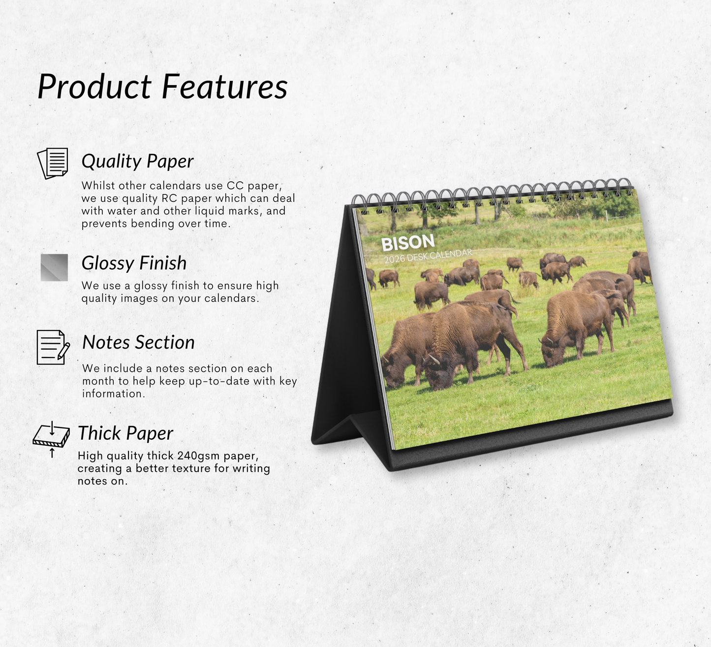 Bison Desk Calendar 2026-2027
