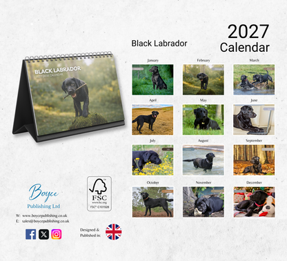 Black Labrador Desk Calendar 2027-2028