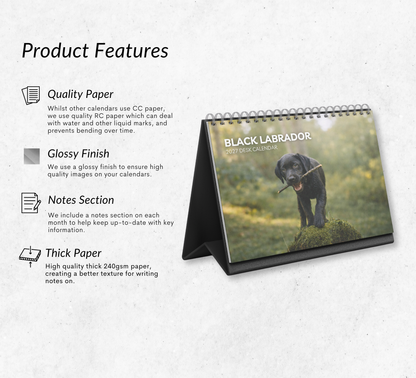 Black Labrador Desk Calendar 2027-2028