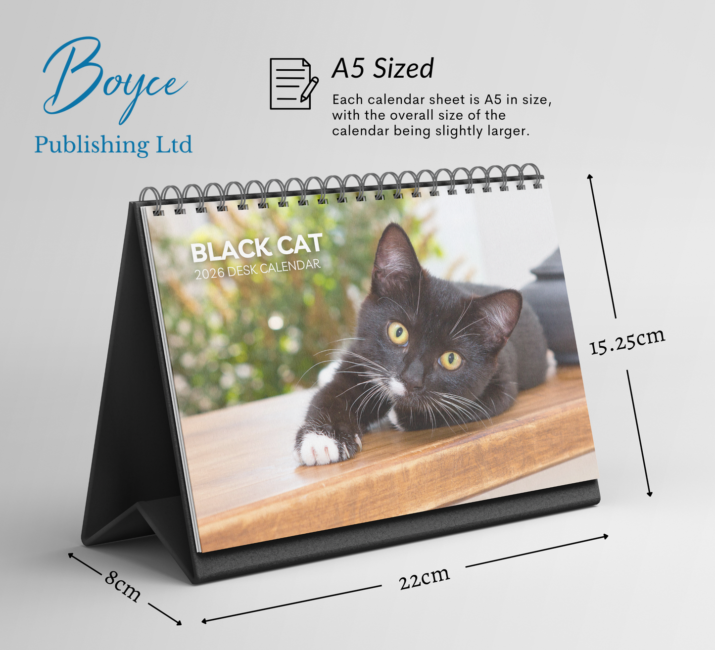 Black Cat Desk Calendar 2026-2027