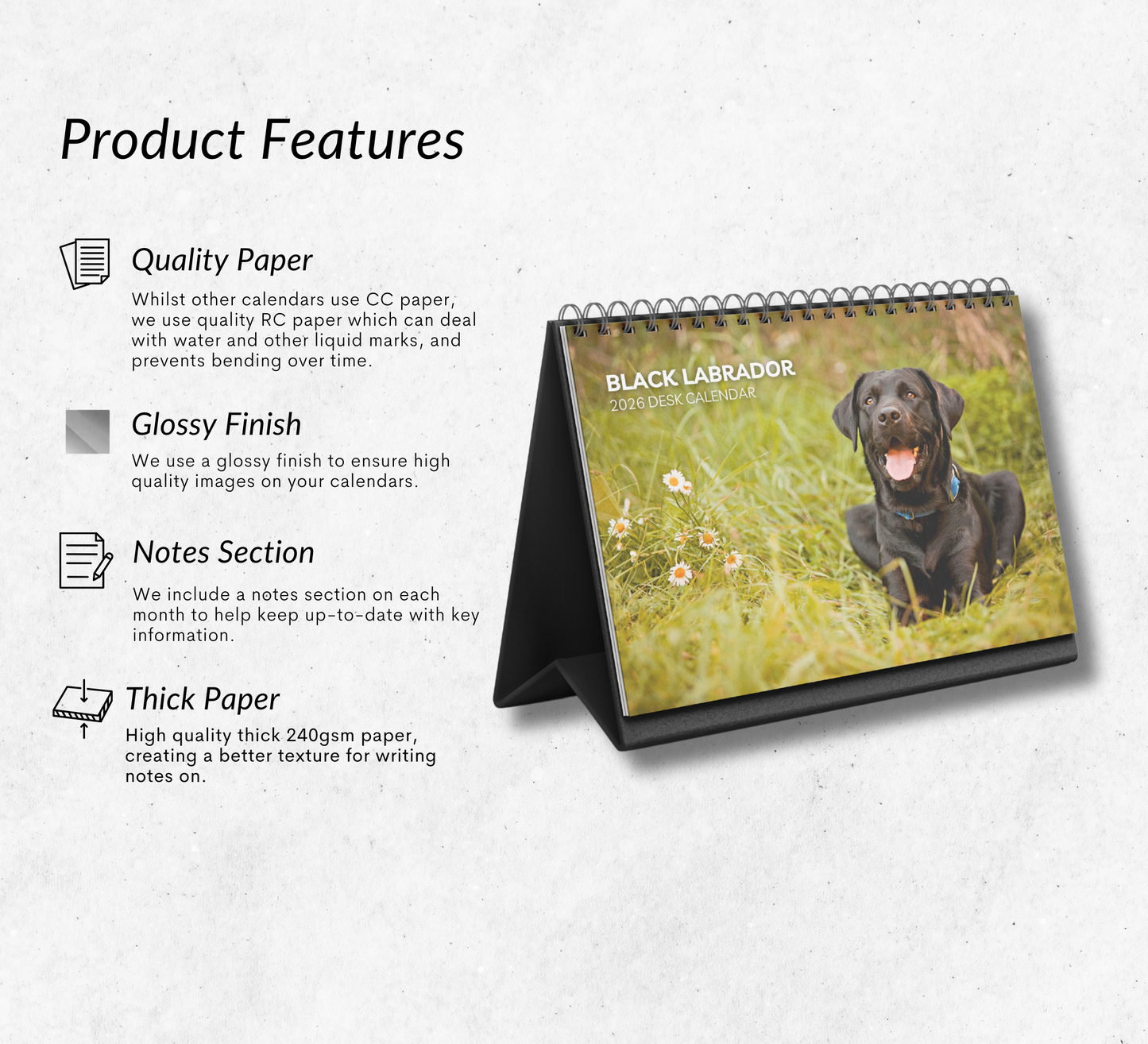 Black Labrador Desk Calendar 2026-2027