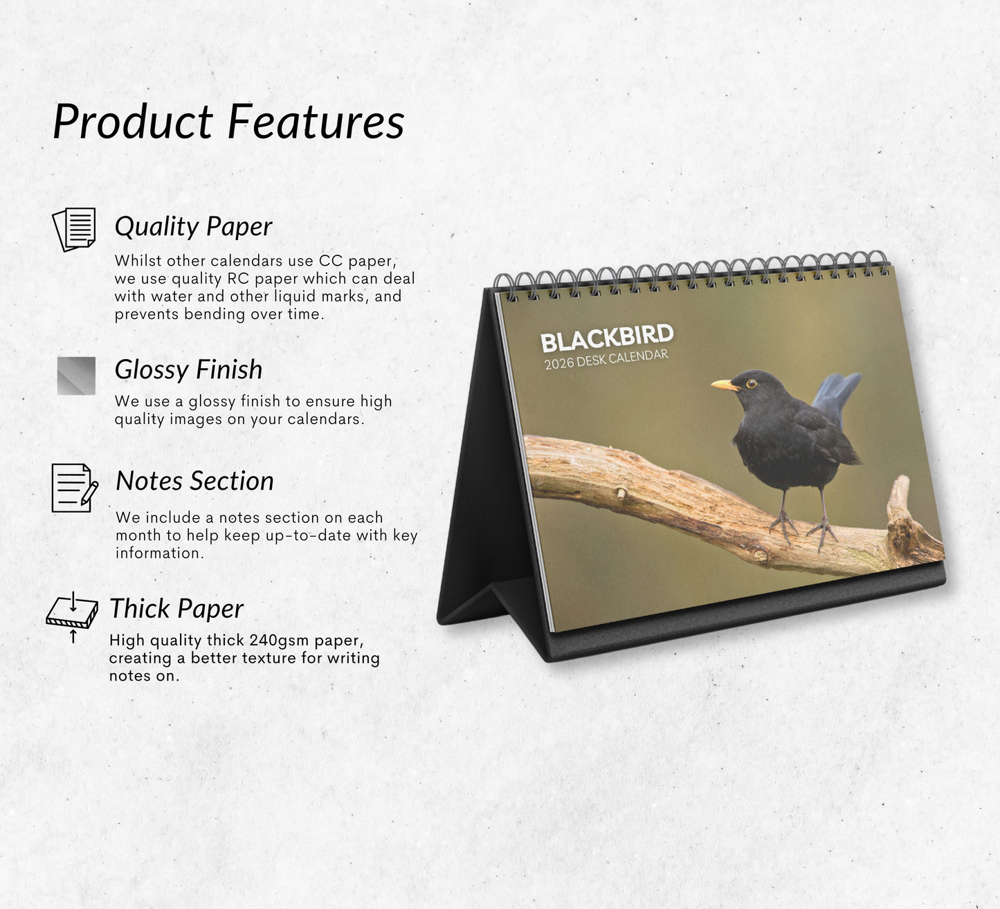 Blackbird Desk Calendar 2026-2027